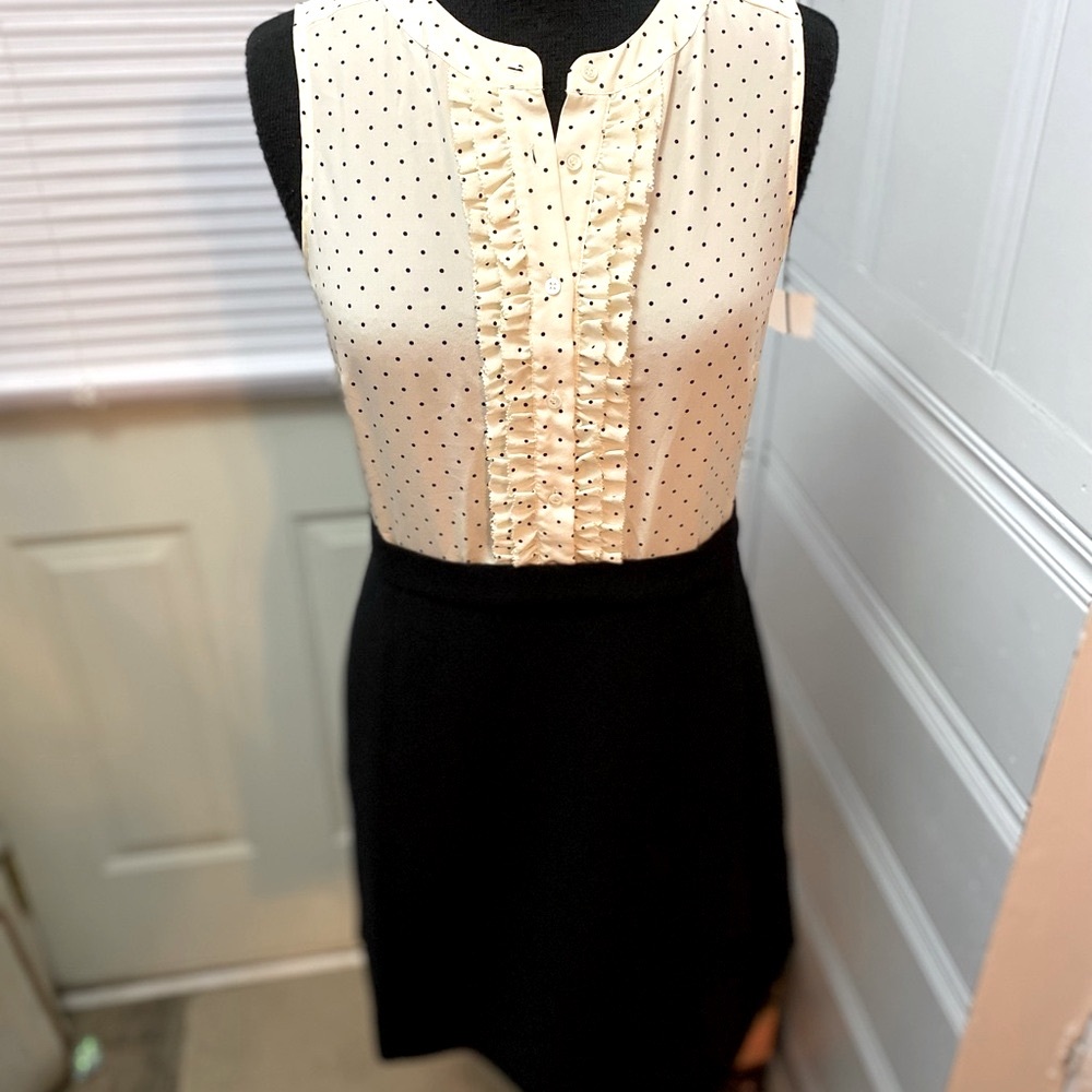 J. CREW- One-Piece dress. SILK Polka Dot Ruffle Blouse